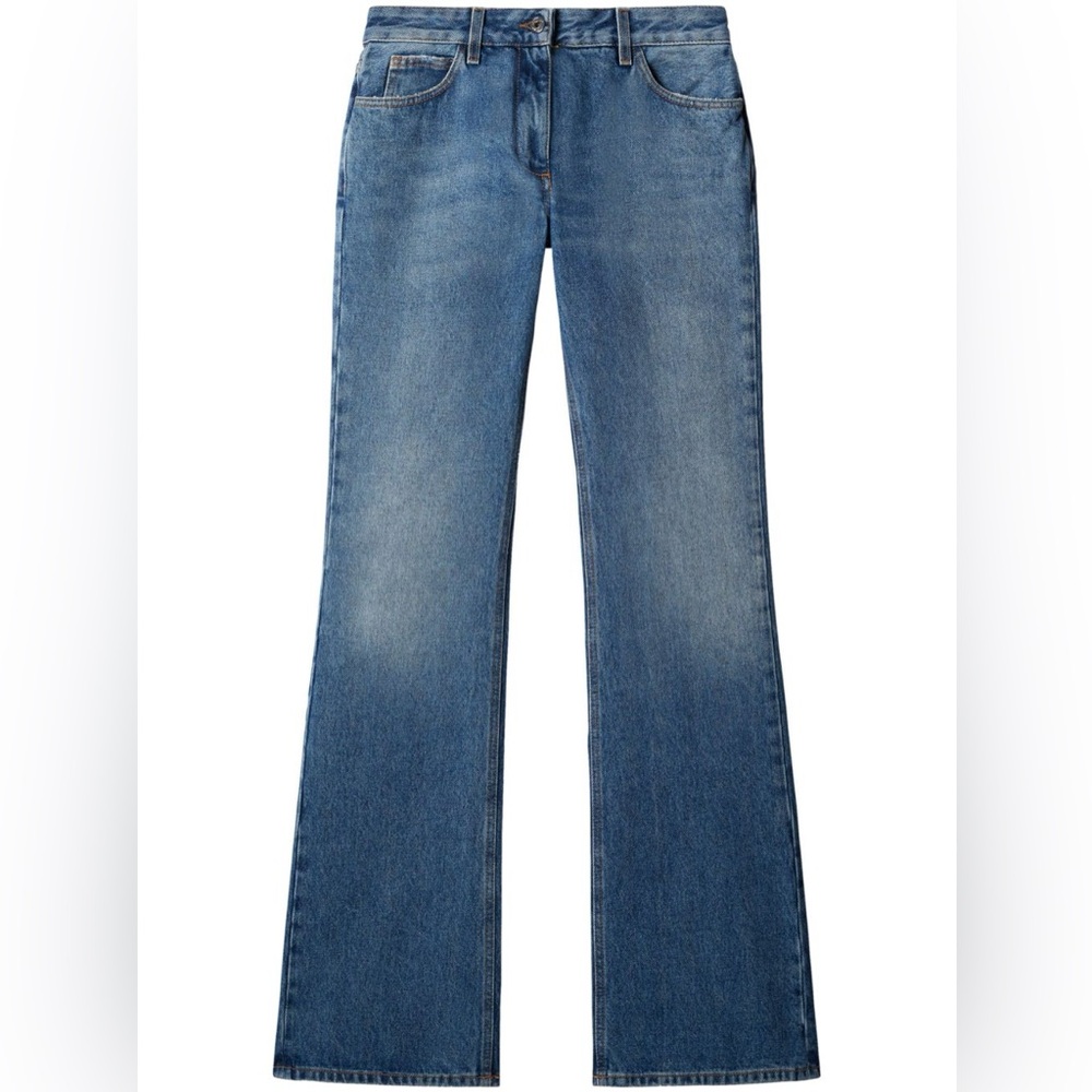 Off-White Blue Flare Wide Leg Denim
